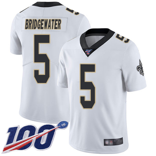 Men New Orleans Saints Limited White Teddy Bridgewater Road Jersey NFL Football #5 100th Season Vapor Untouchable Jersey